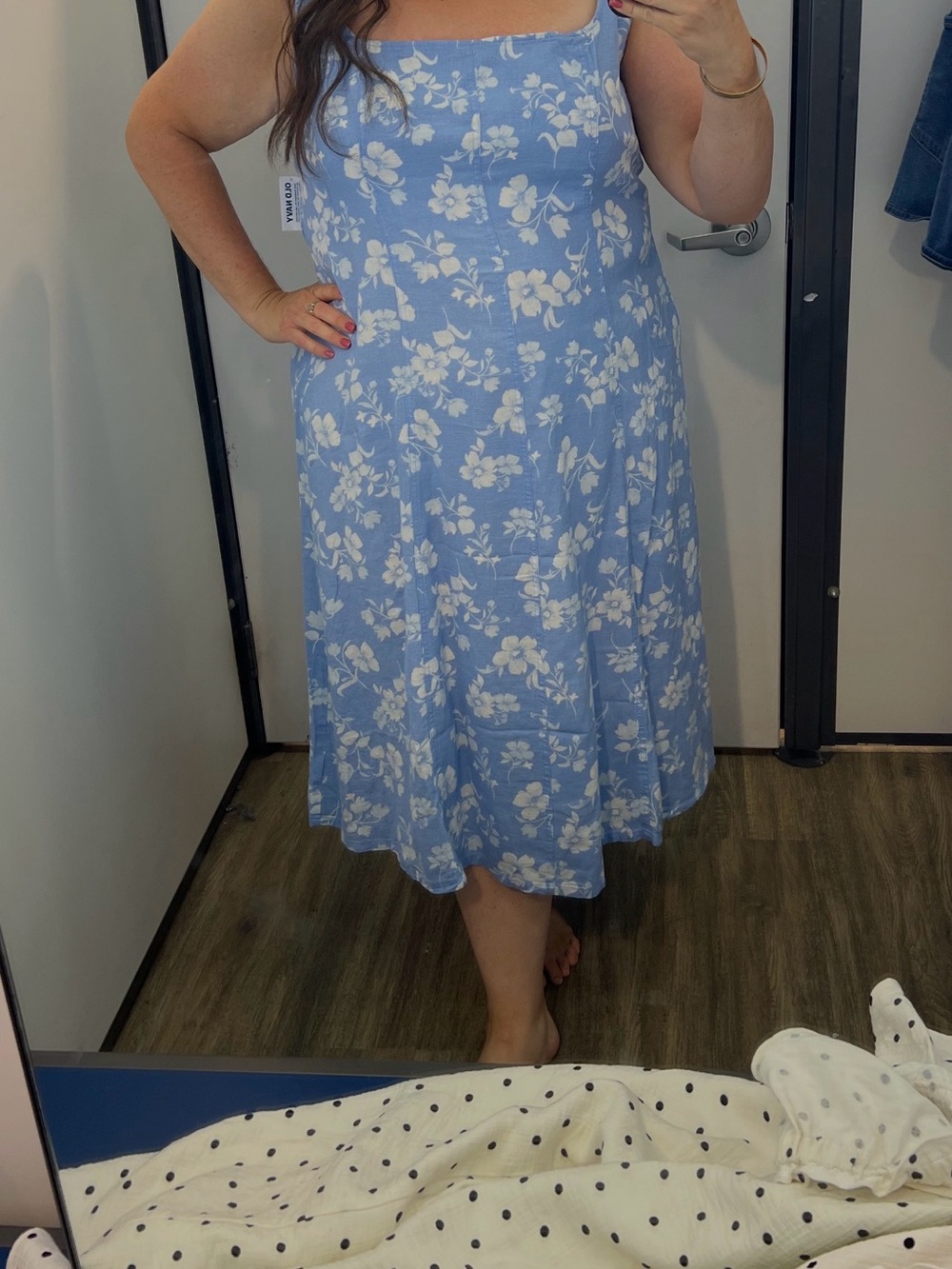 Blue Floral Midi Dress - Lightweight Floral Dress